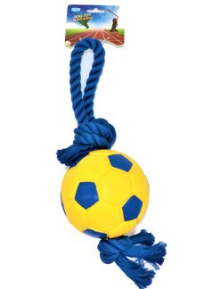 אפן כדורגל צהוב מצפצף+חבל M 1 יחידה