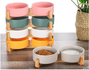 קערה כפולה קטנה חרסינה+עץ