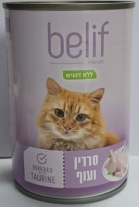 בליף שימורים סרדין ועוף 400 גרם בקופסה