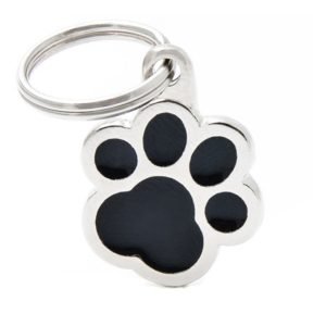 תג שם+ חריטה- קלאסיק כף רגל שחורה 1 יחידה