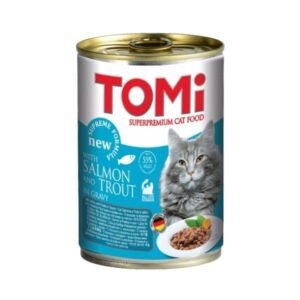 טומי שימורים לחתול בטעם סלמו ופורל 400 גרם בקופסה