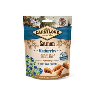 קארנילאב חטיף לכלב בטעם סלמון ואוכמניות 200 גרם בקופסה