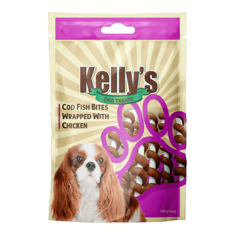 חטיף קליז רצועות דג קוד ועוף ורוד 100 גרם בקופסה