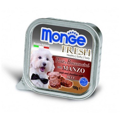 מונג' פרש לכלב פטה עם נתחי בקר 100 גרם