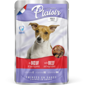 פלאז'יר פאוץ לכלב בטעם בקר וירקות 100 גרם