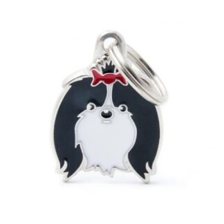 תג שם+ חריטה- גזעים שיצו שחור לבן 1 יחידה