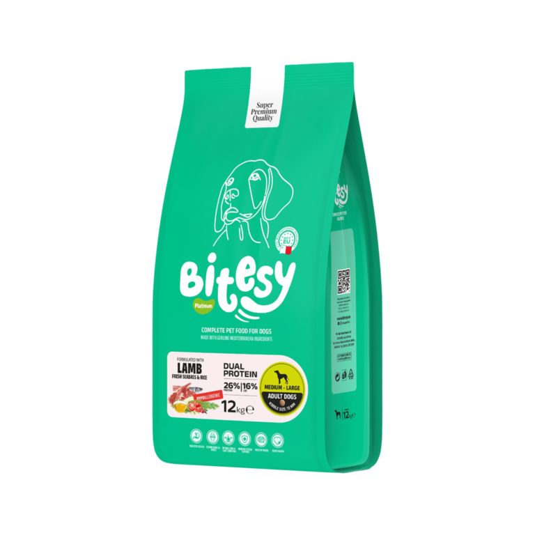 Bitesy מזון מלא לכלב בוגר כבש בס ואורז 12 ק"ג+3 חטיפים