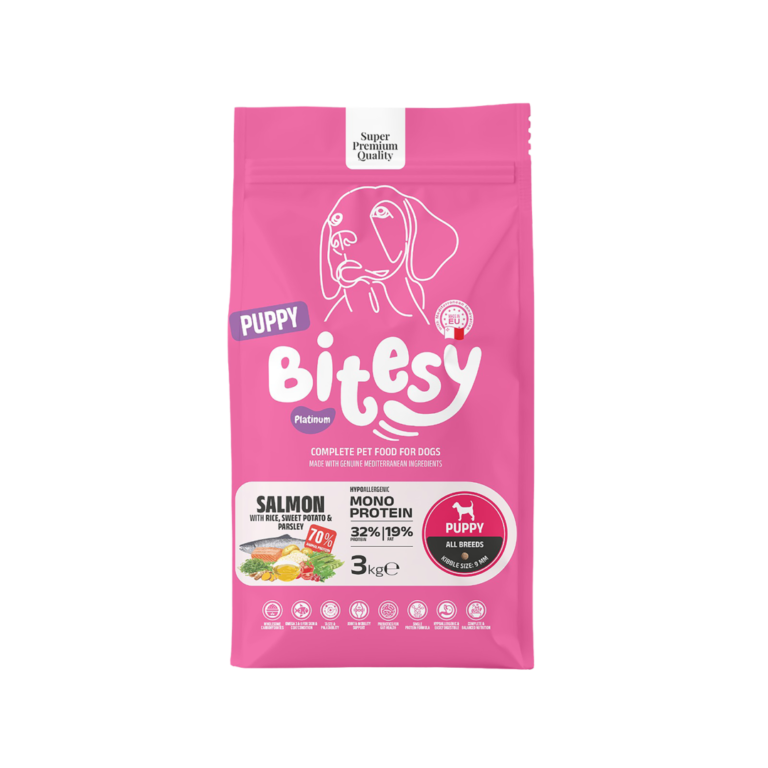 Bitesy מזון מלא לגור כלבים סלמון עם אורז בטטה ופטרוזיליה 3 ק"ג